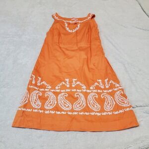 Lilly PUlitzer Orange White Embroidery Jacqueline Paisley Keyhole‎ Shift Dress 2